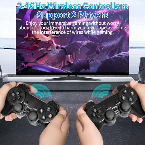 Wireless Retro Game Console with Dual 2.4G Controllers, 64GB V41366