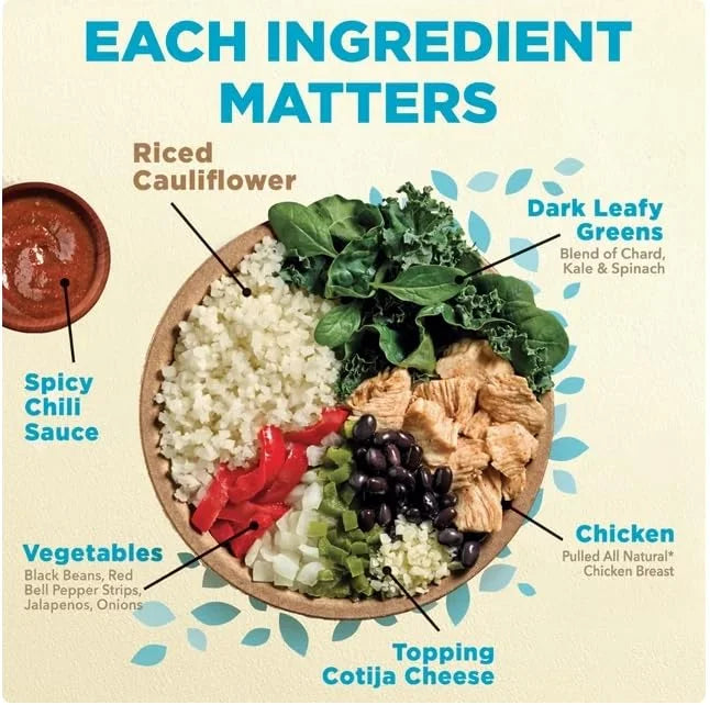 Healthy Choice Power Bowls Spicy Black Beans Chicken & Riced Cauliflower Frozen Meal, 9.25 oz, Pack of 6 H45541