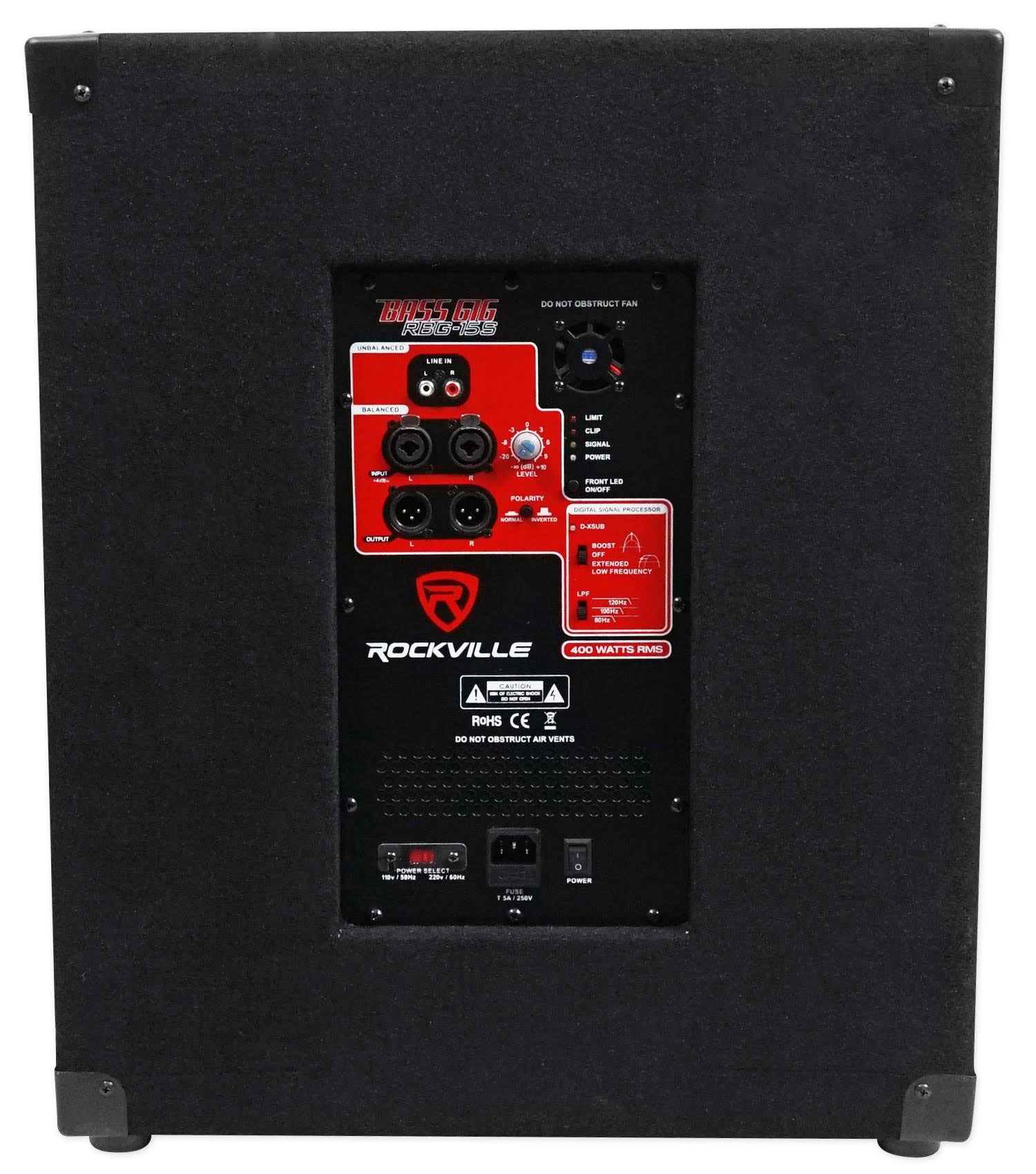 Rockville RBG15S 15x22 1600W Active Powered PA Subwoofer with Steel Casters R683031