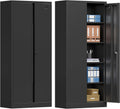 Metal Storage Cabinet with Locking Doors and 4 Adjustable Shelves,71" Tall Metal Garage Storage Cabinet,Metal Cabinet Storage for Office,Home,Garage,Gym,School (Black/ Required-Assembly)