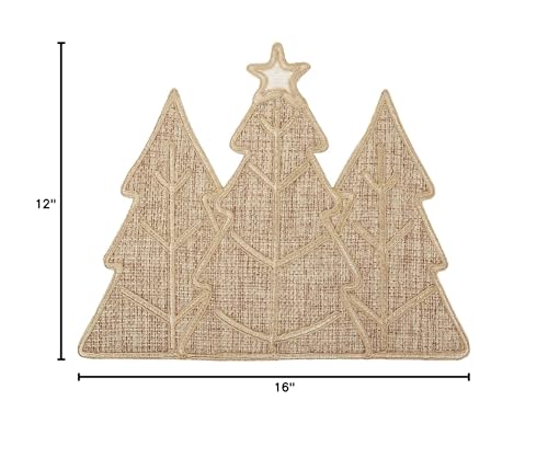 Snowflake Burlap Christmas Placemats Set of 4 for Round Table H634