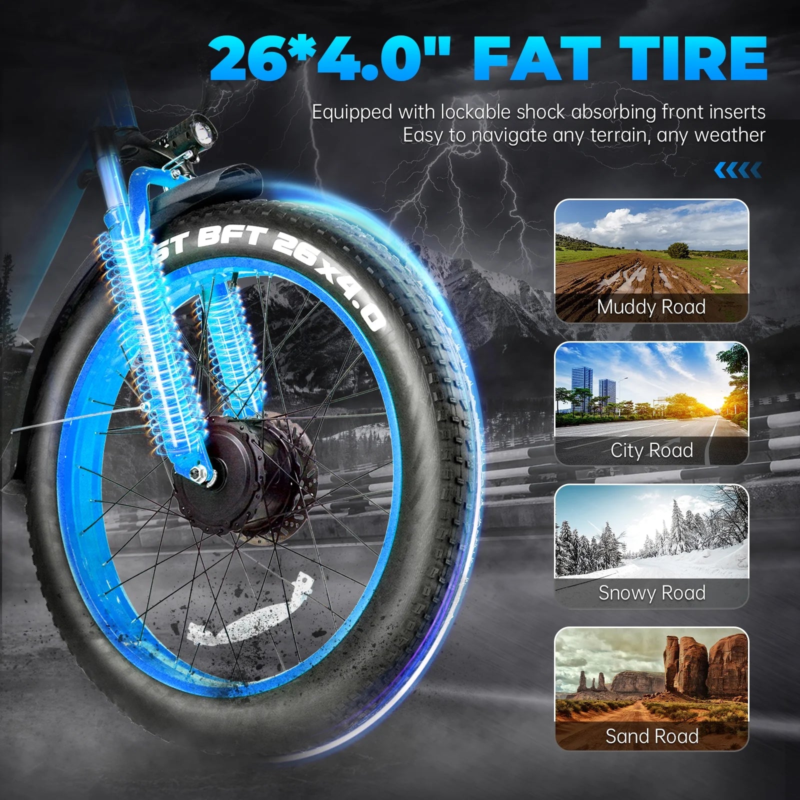 Dual Motor AWD Electric Bike for Adults 2000W 32MPH with Removable Battery C326