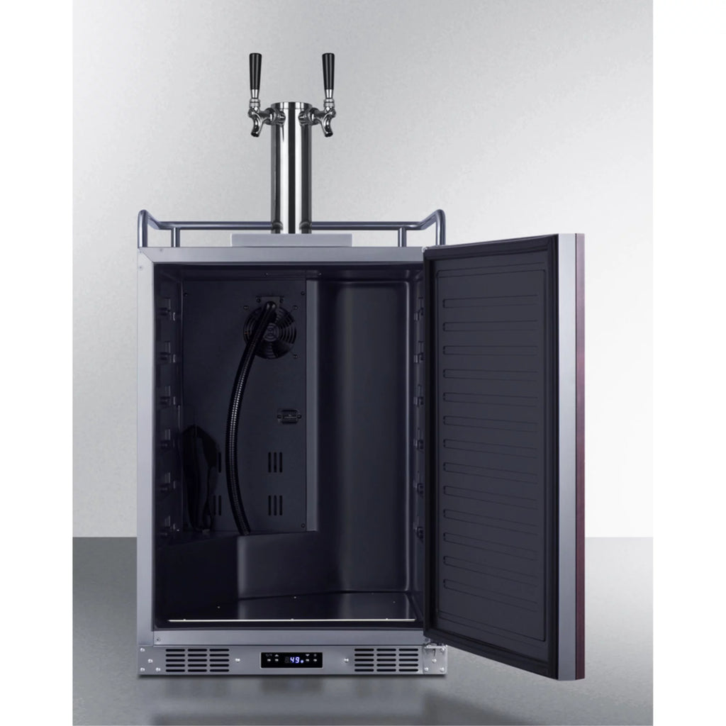 Built-in undercounter dual tap kegerator, stainless steel, panel-ready door O601