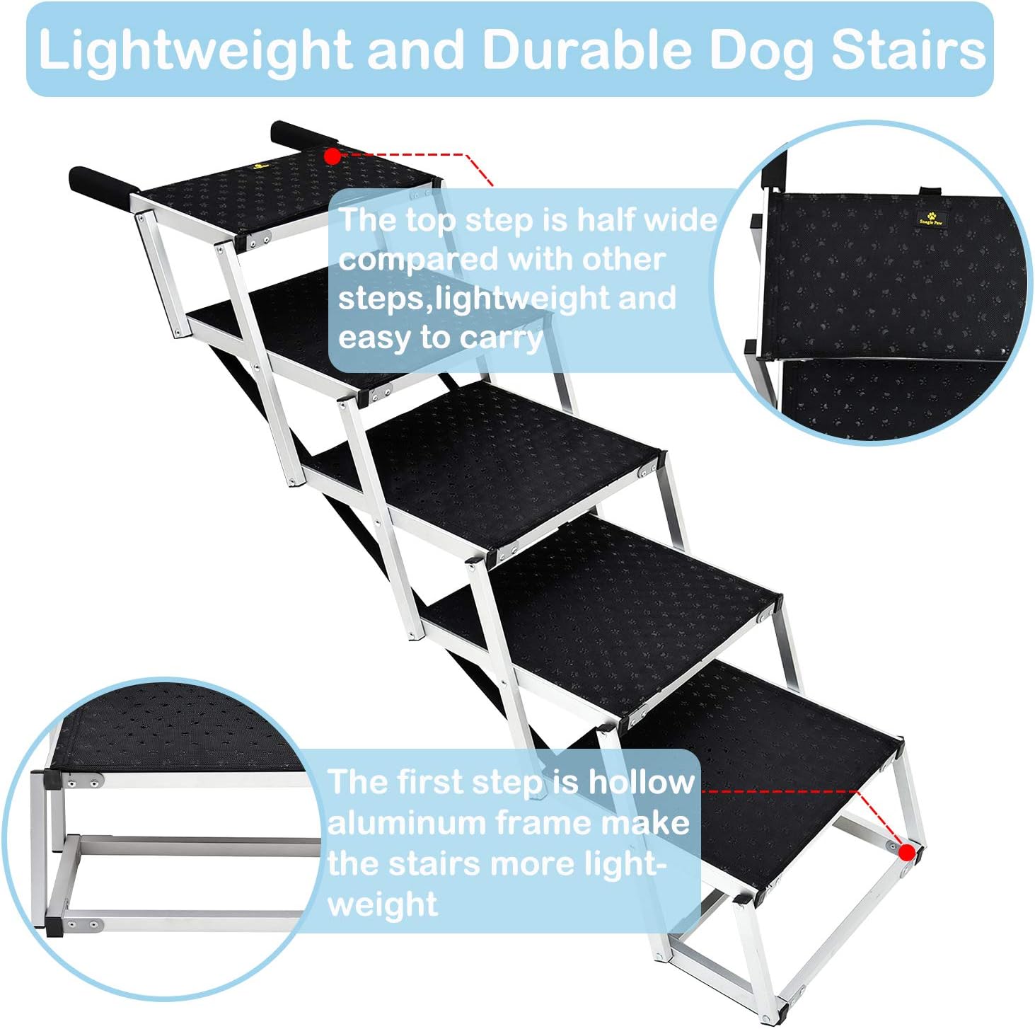 Folding Dog Ramp for Cars SUV Trucks, 6 Steps, Lightweight Portable Y553978