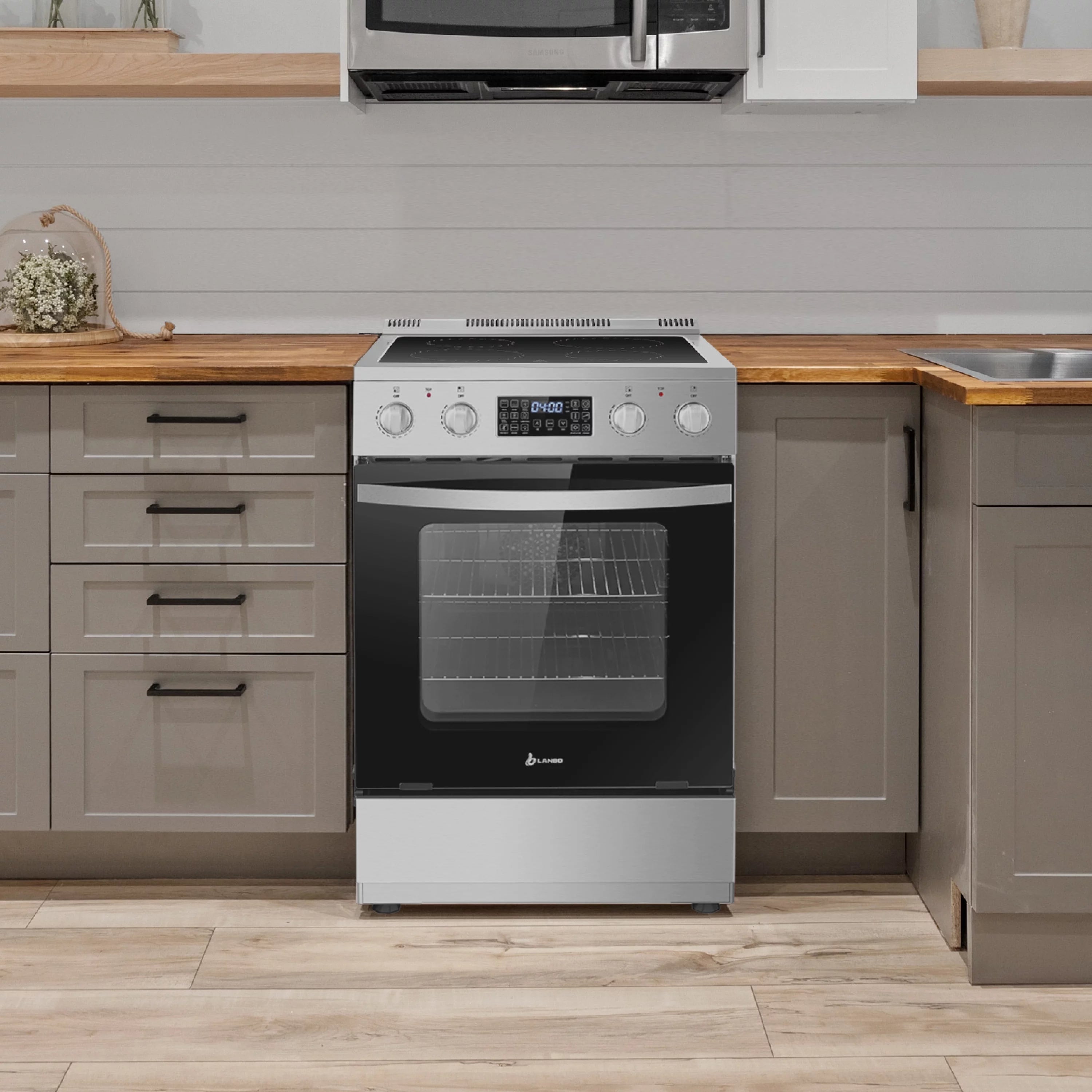 Lanbo 24 inch 2.9 Cu.ft Freestanding Electric Range with Air Fry and Convection Oven O961668