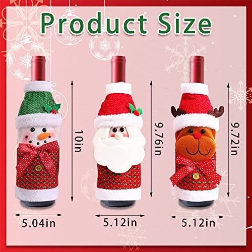 3 Pack Christmas Wine Bottle Bags - Sweater Covers with Santa, Reindeer, Bear & Snowman Designs I607