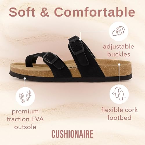 CUSHIONAIRE Women's Luna Cork Footbed Sandal I795