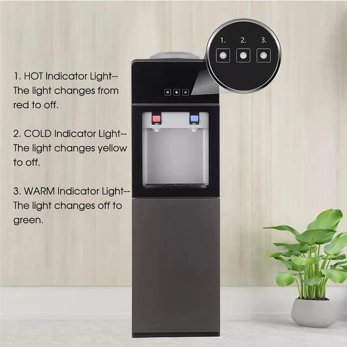 Top-Loading Water Dispenser for 5 Gallon Bottles, Hot & Cold Water Cooler with Storage Cabinet, Gray G656226