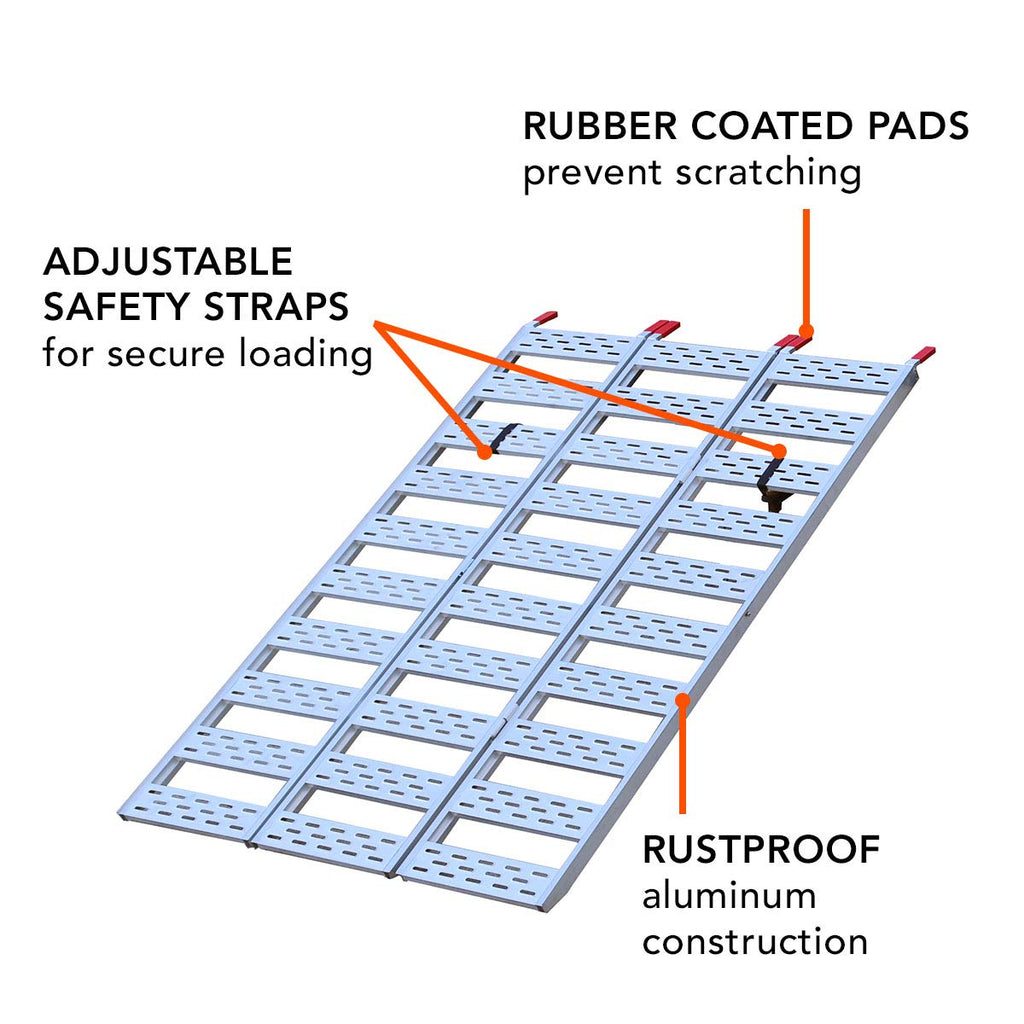 CARGOSMART Aluminum Tri-Fold Ramp with Treads, 1500 lb Capacity, 50" W x 76" L Z34235