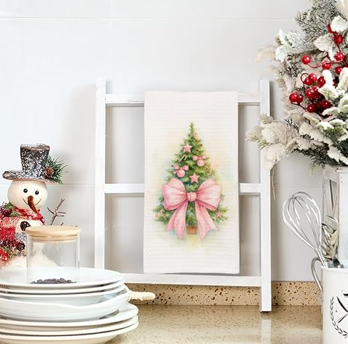 Christmas Tree Kitchen Towels - Neutral Christmas Hand Towels, 16 x 24 Inch V47794