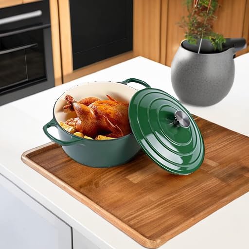 Miereirl 6 Quart Enameled Cast Iron Dutch Oven with Lid, Dark Blue P867