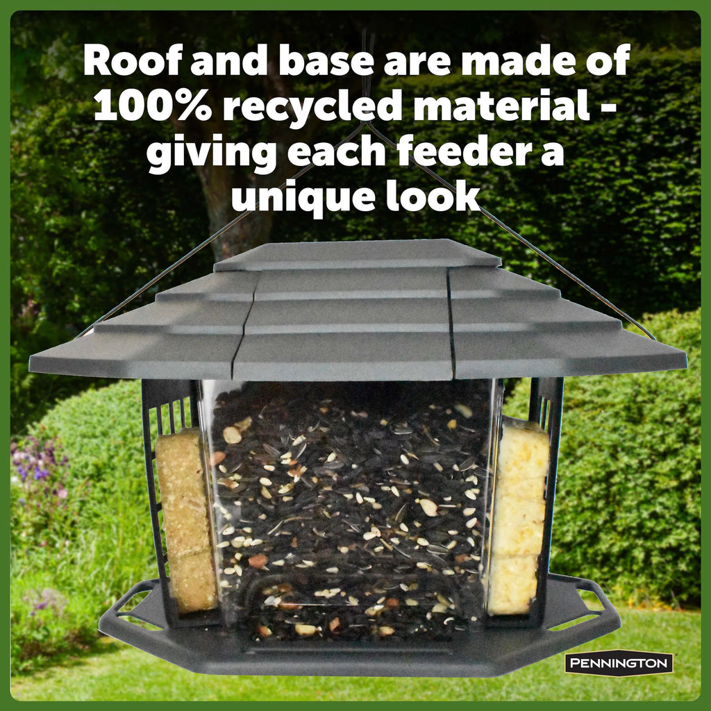 Pennington Earth Smart Gray Recycled Resin EcoBistro Wild Bird Hopper Feeder 2 Pack A51041