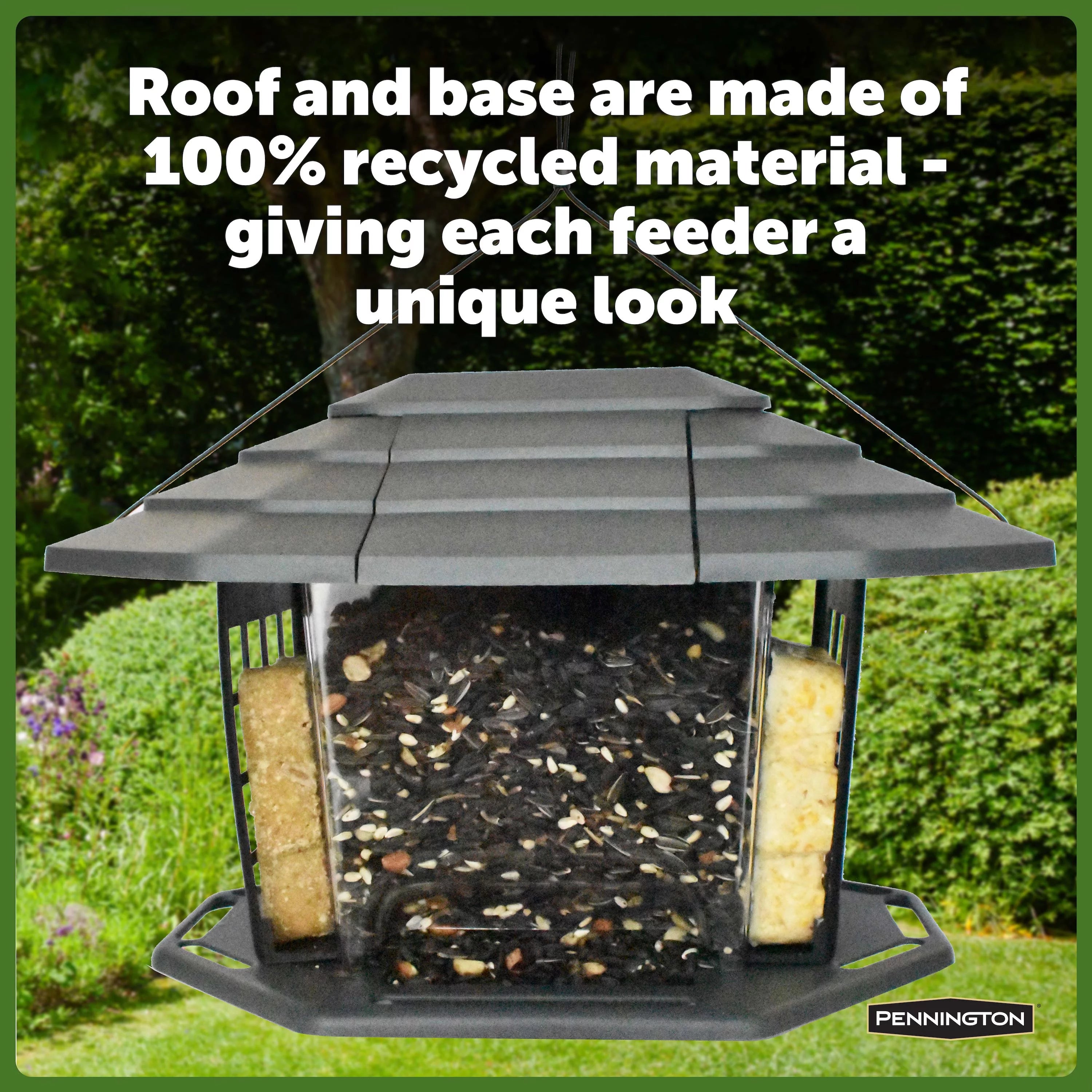 Pennington Earth Smart Gray Recycled Resin EcoBistro Wild Bird Hopper Feeder 2 Pack A51041