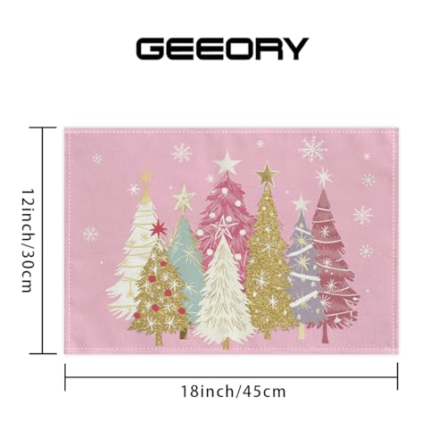 GEEORY Christmas Placemats 12x18 Inch Set of 4, Green Q397