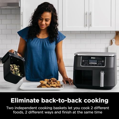 Ninja DZ401 Foodi 10 Quart DualZone XL 2-Basket Air Fryer, Grey L260