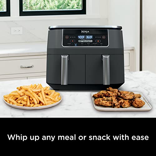Ninja DZ401 Foodi 10 Quart DualZone XL 2-Basket Air Fryer, Grey L260
