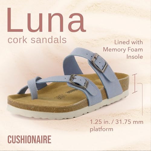 CUSHIONAIRE Women's Luna Cork Footbed Sandal I795