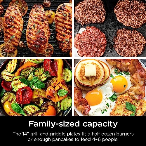 Ninja Griddle and Indoor Grill, 14" Electric, Nonstick, Dishwasher Safe, Silver D242