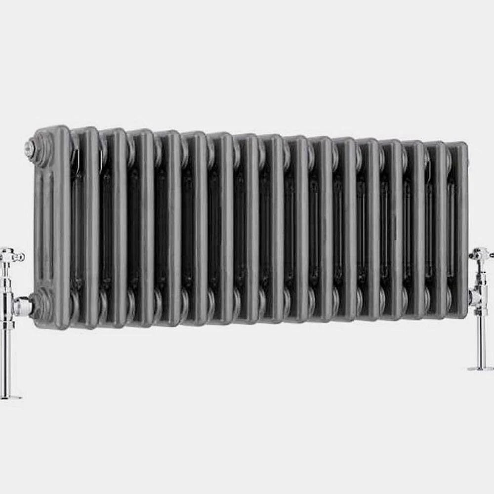 Regent Electric - Raw Metal Lacquered Horizontal 3-Column Traditional Cast-Iron Style Radiator - 11.75x22 x 31.125x22