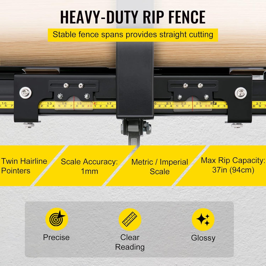 VEVOR Table Saw Fence System 37×57 with Front Guide Bar S640