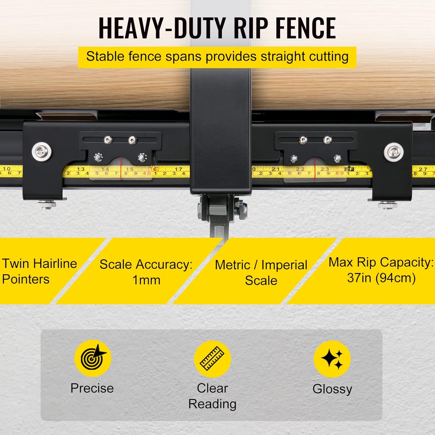 VEVOR Table Saw Fence System 37×57 with Front Guide Bar S640