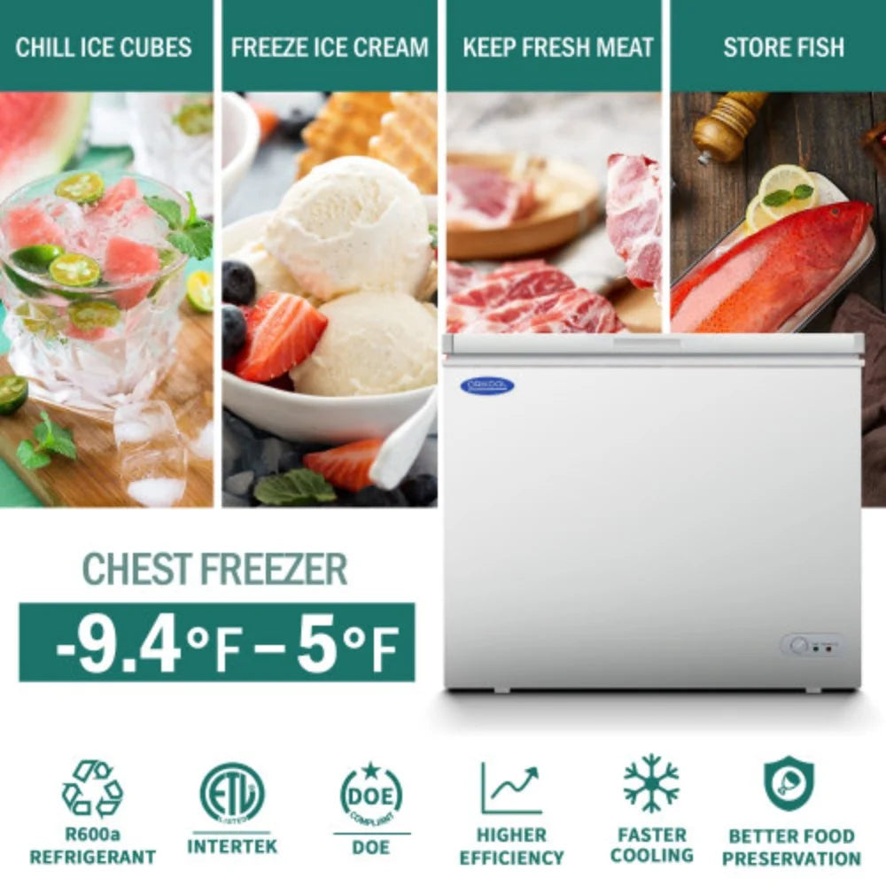 ORIKOOL Chest Freezer 7.0 Cu.ft Solid Top with Lockable Lid Q6856
