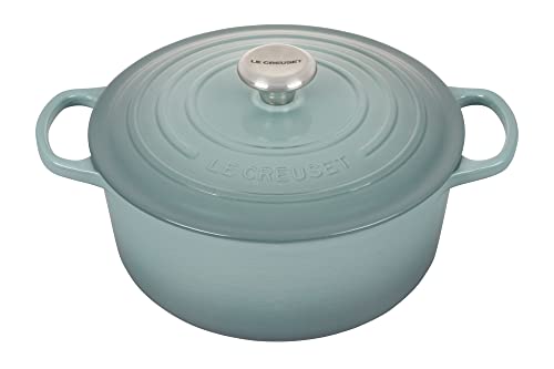Le Creuset Enameled Cast Iron Signature Round Dutch Oven with Lid, 5.5 Quart, Sea Salt F256