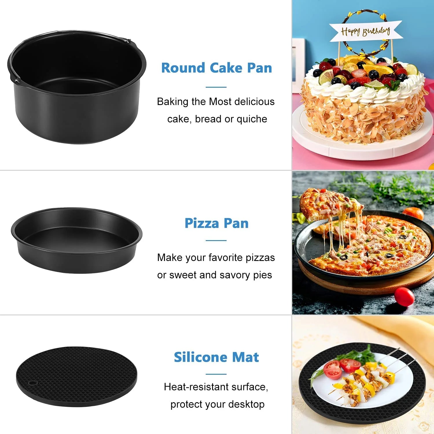 SHANNA BBQ Tools Air Fryer Accessories with Storage Bag for 3.7QT-6.8QT J104124