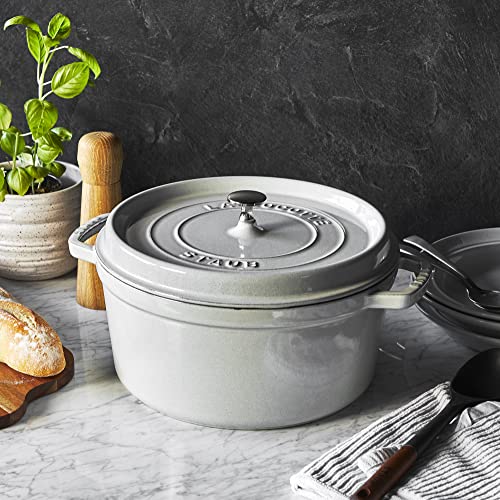 STAUB Cast Iron Dutch Oven 5.5-qt Round Cocotte, Black Matte P4487