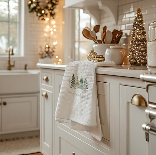 Christmas Tree Kitchen Towels - Neutral Christmas Hand Towels, 16 x 24 Inch V47794