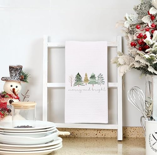 Christmas Tree Kitchen Towels - Neutral Christmas Hand Towels, 16 x 24 Inch V47794
