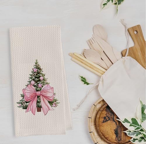 Christmas Tree Kitchen Towels - Neutral Christmas Hand Towels, 16 x 24 Inch V47794
