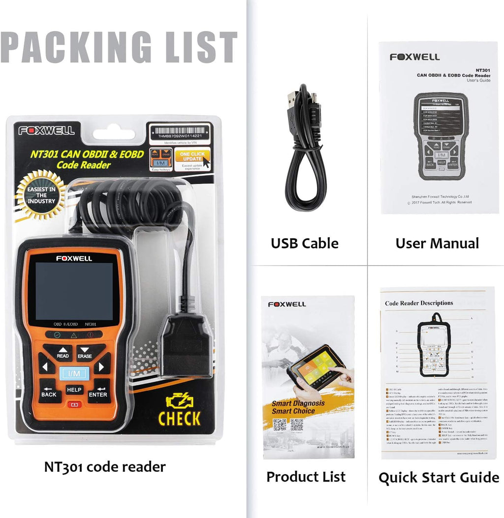 FOXWELL NT301 OBD2 Scanner Professional Mechanic Diagnostic Code Reader B9718