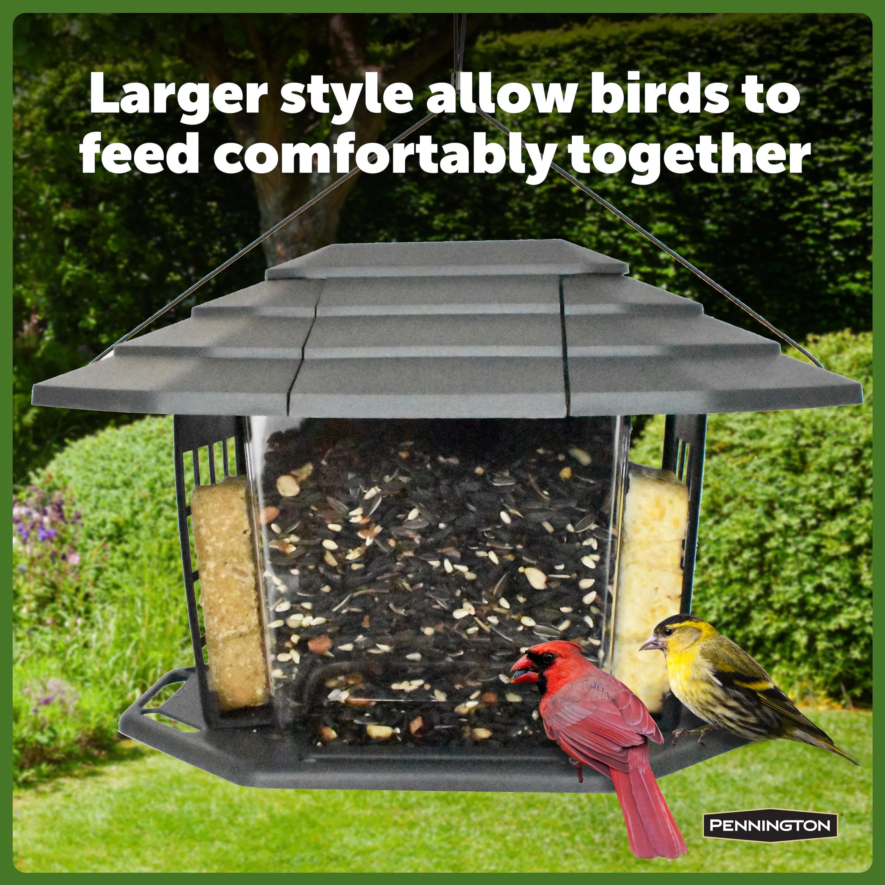 Pennington Earth Smart Gray Recycled Resin EcoBistro Wild Bird Hopper Feeder 2 Pack A51041
