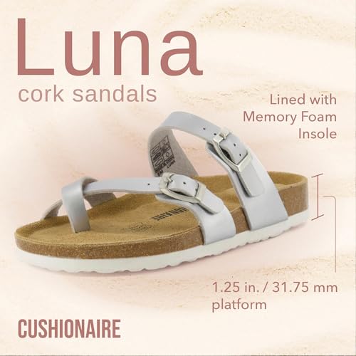 CUSHIONAIRE Women's Luna Cork Footbed Sandal I795