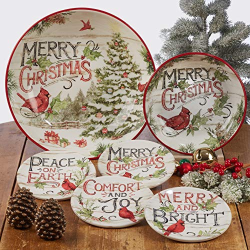 Evergreen Christmas 16 oz Ceramic Mug Set of 4 with Cardinal Design R573835