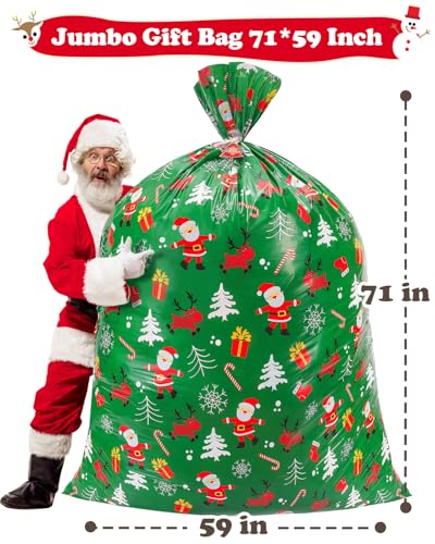 Christmas Gift Bags Assorted Sizes, 22pcs Drawstring Reusable Plastic D786