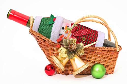 3 Pack Christmas Wine Bottle Bags - Sweater Covers with Santa, Reindeer, Bear & Snowman Designs I607
