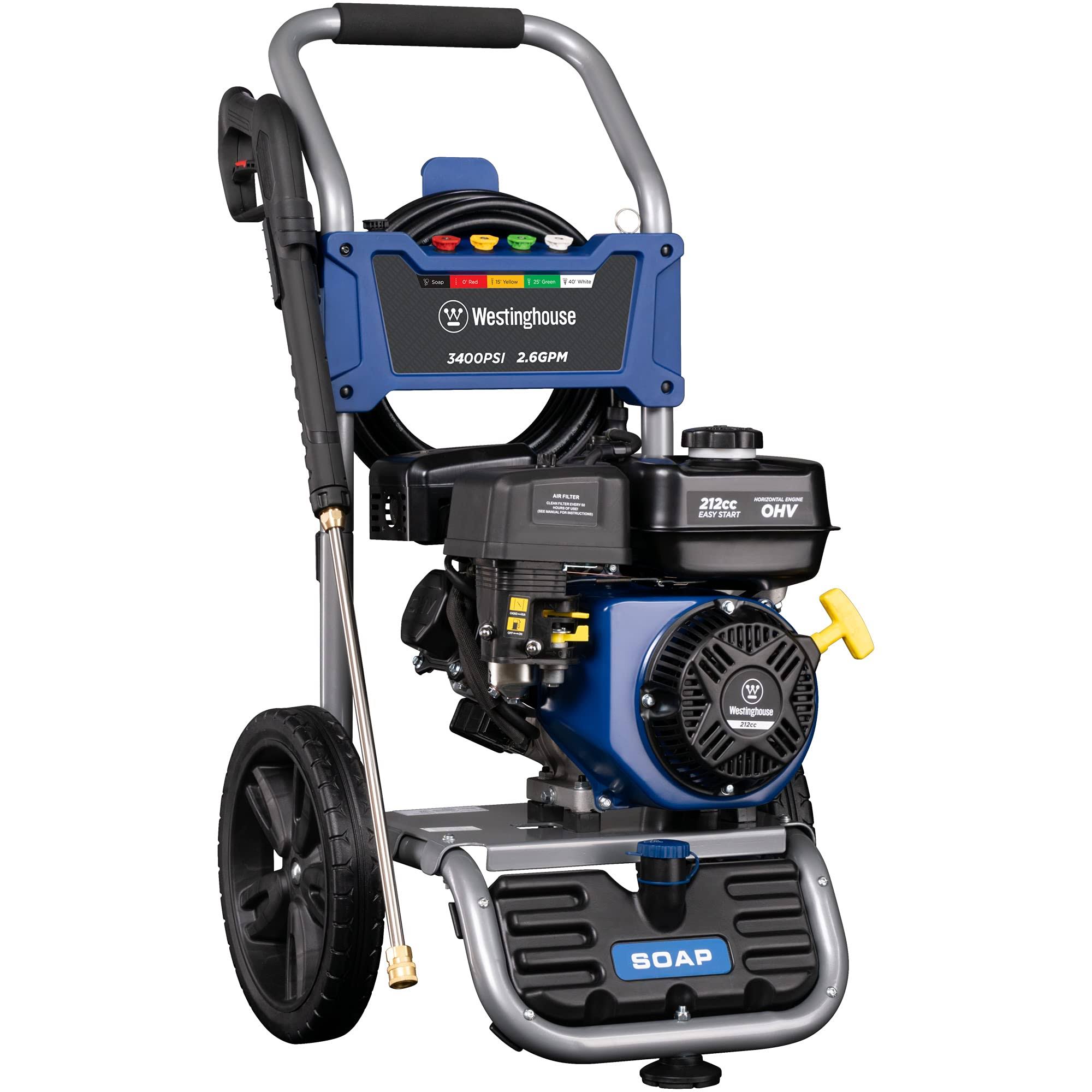 Westinghouse Wpx3400 GAS Powered Pressure Washer - 3400 PSI and 2.6 GPM - Soap Tank and Five Nozzle Set - Carb Compliant