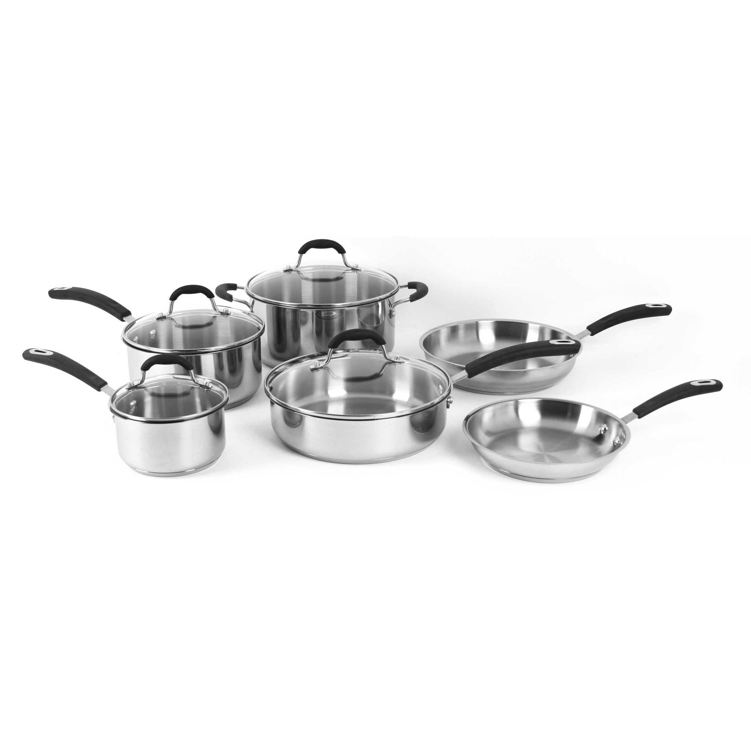 Oneida 10-Piece Stainless Steel Cookware Set with Glass Lids J59667