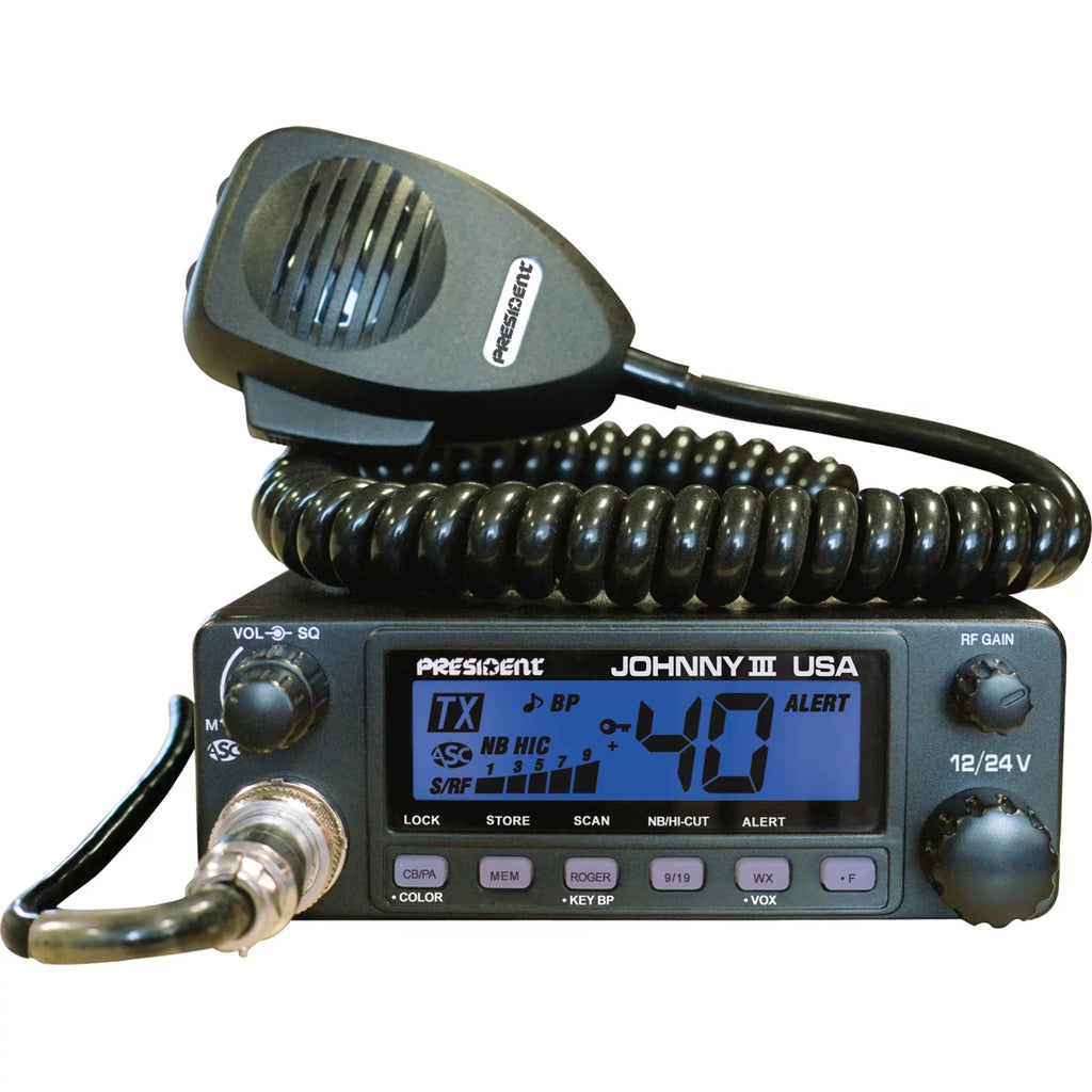 Group President Electronics TXUS653 Johnny III USA 12/24v CB Radio & Tram 1198 Antenna L603