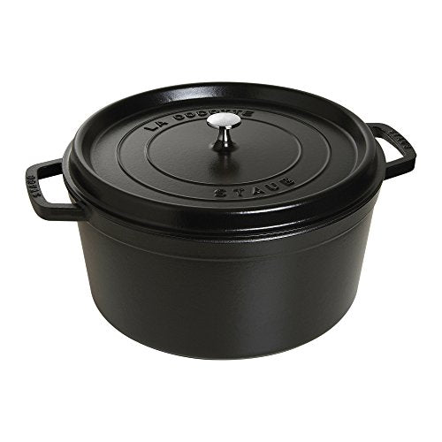 STAUB Cast Iron Dutch Oven 5.5-qt Round Cocotte, Black Matte P4487