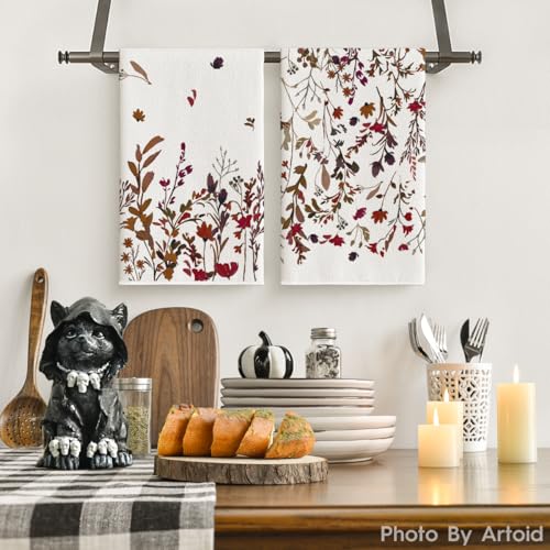 Artoid Mode Wildflower Floral Christmas Kitchen Towels, 18x26 Inch, Set of 2 N243175