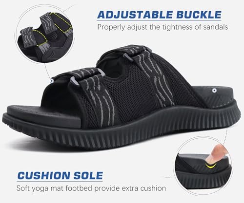 KuaiLu Men's Orthotic Sandals Athletic Recovery Slides with Arch Support Q91398