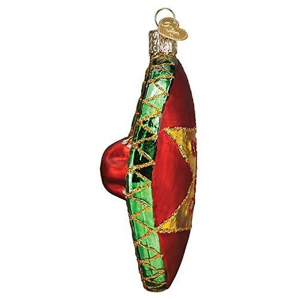 Old World Christmas Glass Blown Ornament Sombrero with Gift Box A8685