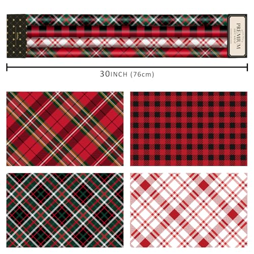 BIOBROWN Reversible Kraft Christmas Wrapping Paper Jumbo Roll 30 Inch x 33 Feet Vintage Trucks Design E340325