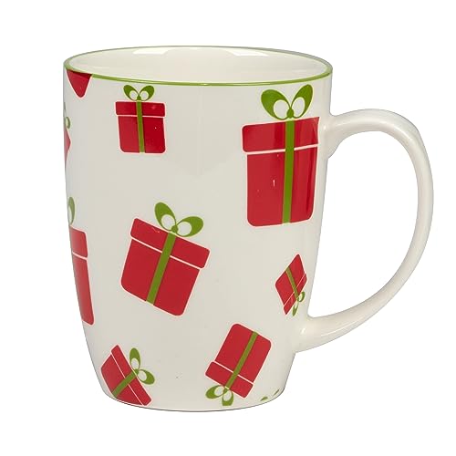 Holiday Fun Porcelain Mugs – Set of 6 Assorted 14 oz Cups with Christmas Designs F216