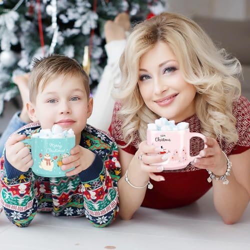 Set of 4 Stackable Christmas Mugs with Stand, 15.8 Oz Holiday Cocoa Mug L13200