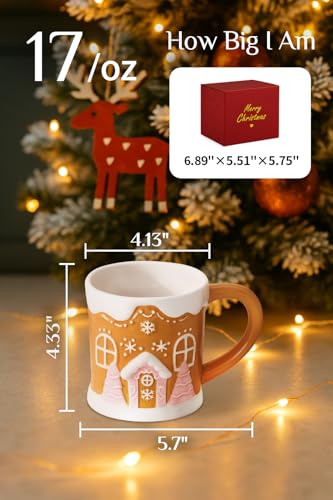 Christmas Mugs with Gingerbread Man Design, 13 oz, Gift Box Included Q496065