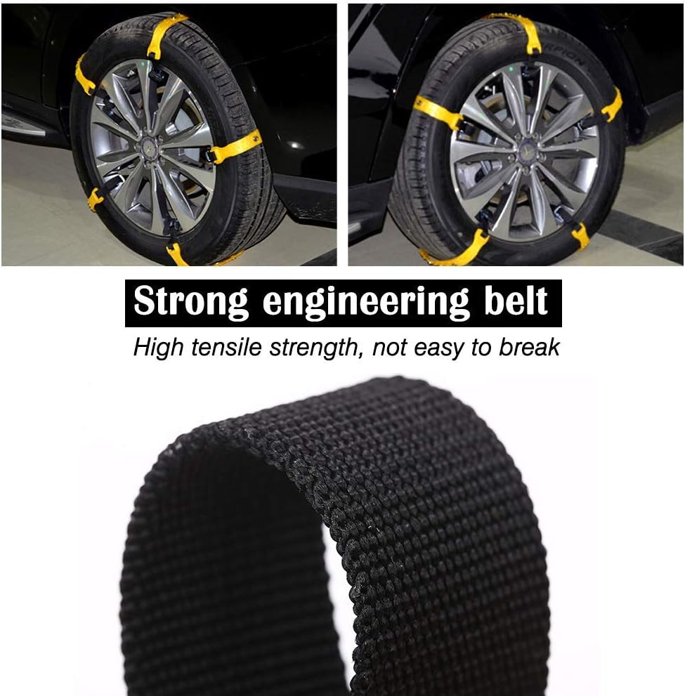 Jeremywell Snow Chains Anti-Skid Emergency Tire Traction for SUV and Cars (Yellow-10pcs) X7533
